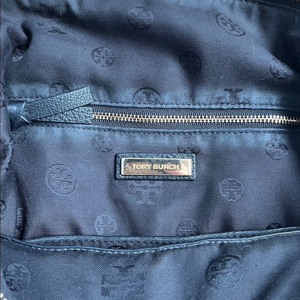 Tory Burch Bombe T Black Leather Double Handle Satchel - Picture 6 of 11